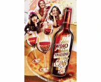General greeting card, Bottle of wine, 13x20,5 cm